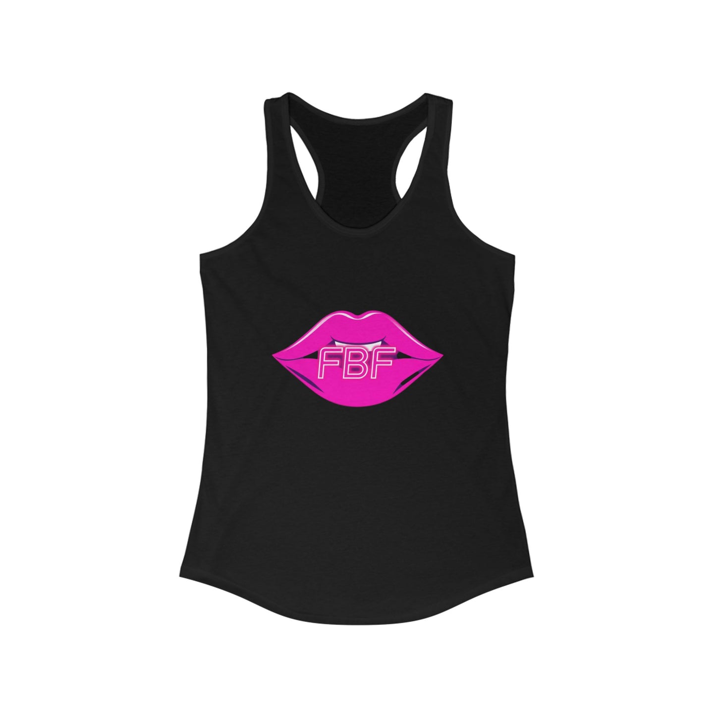 Chic Women’s Racerback Tank with Lip Design, Cute Workout Top, Summer Essential, Trendy Graphic Tee, Gifts for Her, Pool Party Apparel