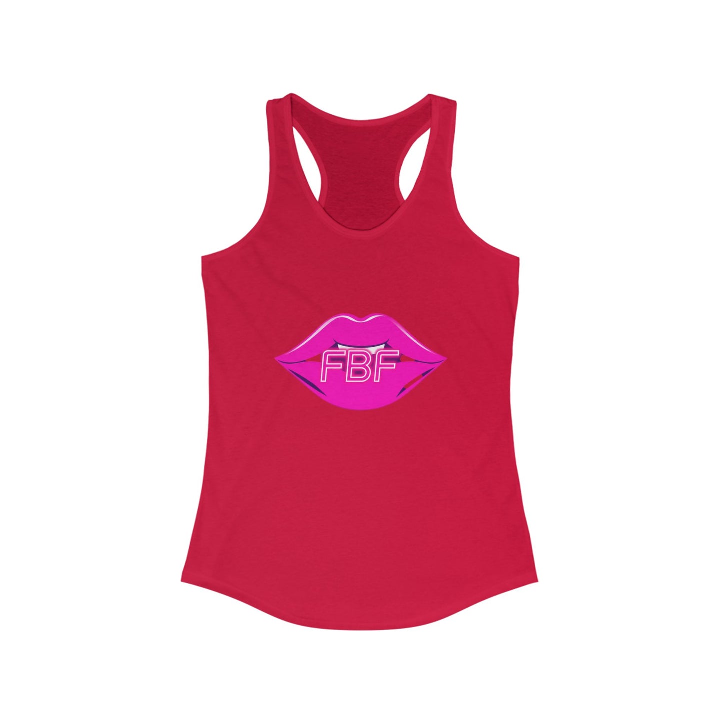Chic Women’s Racerback Tank with Lip Design, Cute Workout Top, Summer Essential, Trendy Graphic Tee, Gifts for Her, Pool Party Apparel