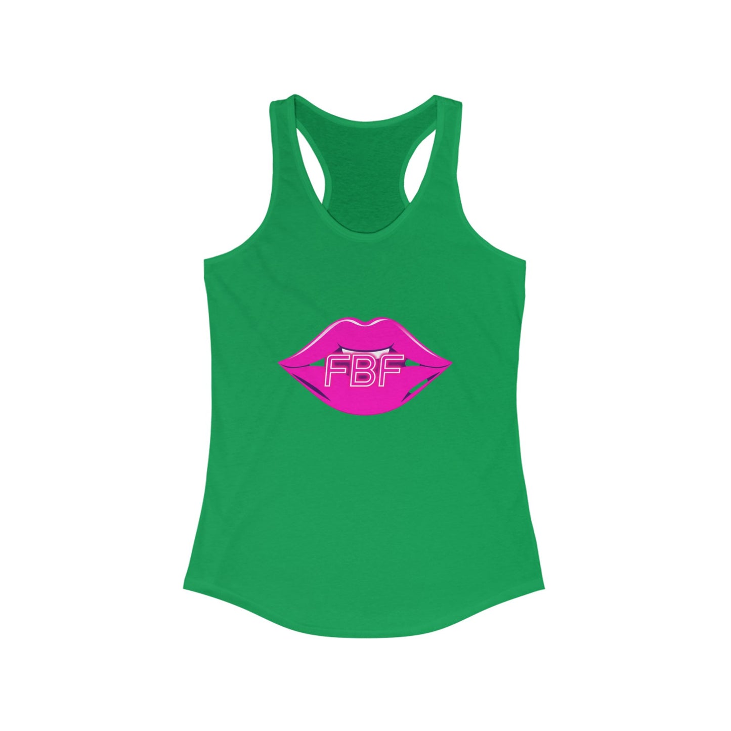Chic Women’s Racerback Tank with Lip Design, Cute Workout Top, Summer Essential, Trendy Graphic Tee, Gifts for Her, Pool Party Apparel