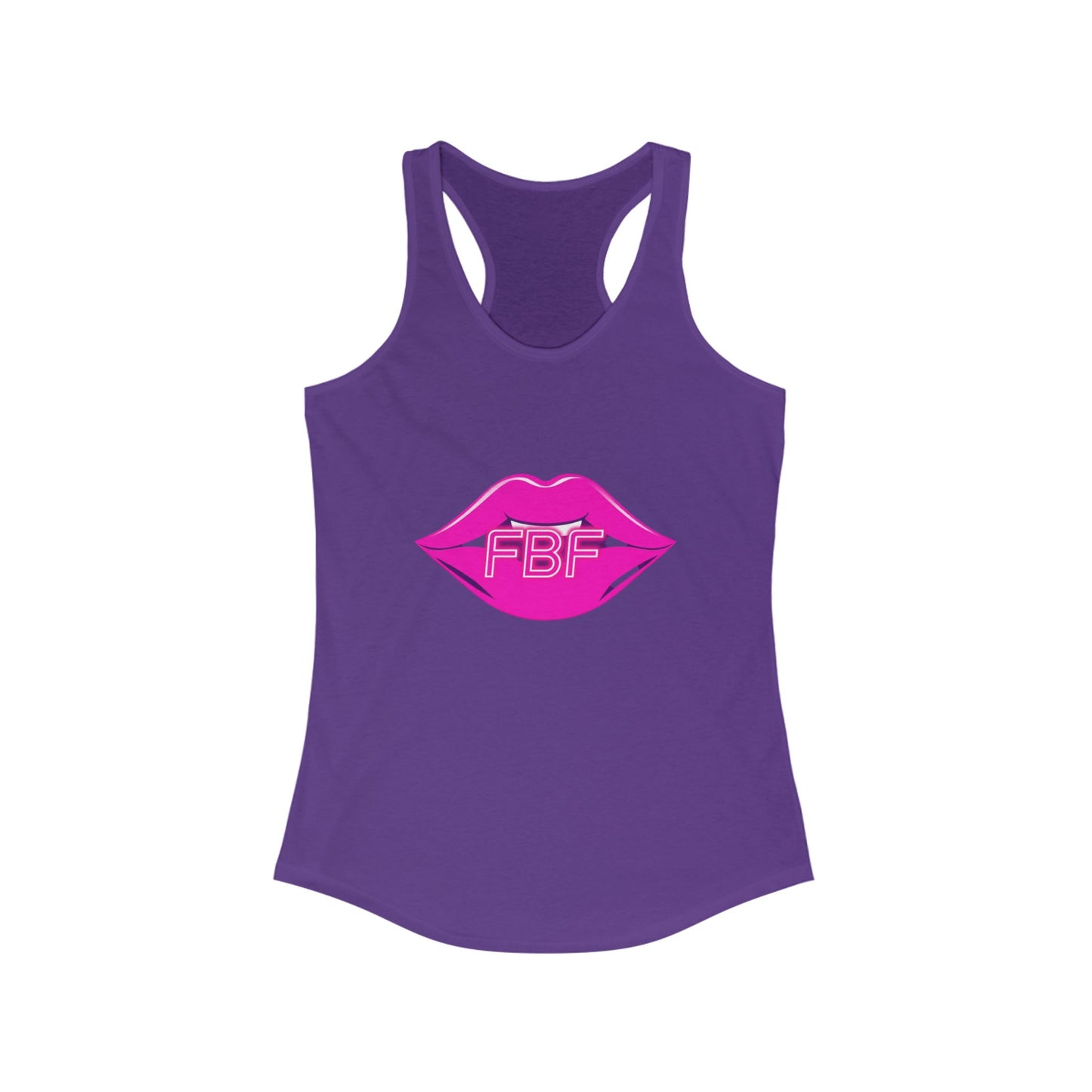 Chic Women’s Racerback Tank with Lip Design, Cute Workout Top, Summer Essential, Trendy Graphic Tee, Gifts for Her, Pool Party Apparel