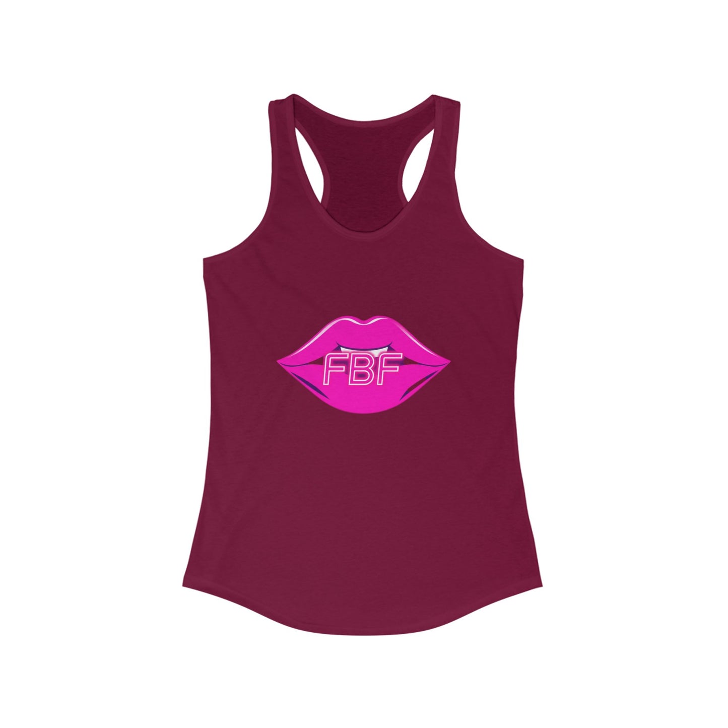 Chic Women’s Racerback Tank with Lip Design, Cute Workout Top, Summer Essential, Trendy Graphic Tee, Gifts for Her, Pool Party Apparel