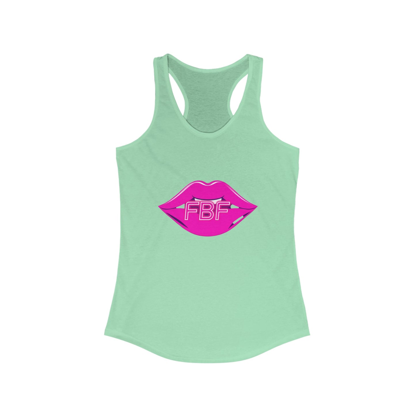 Chic Women’s Racerback Tank with Lip Design, Cute Workout Top, Summer Essential, Trendy Graphic Tee, Gifts for Her, Pool Party Apparel