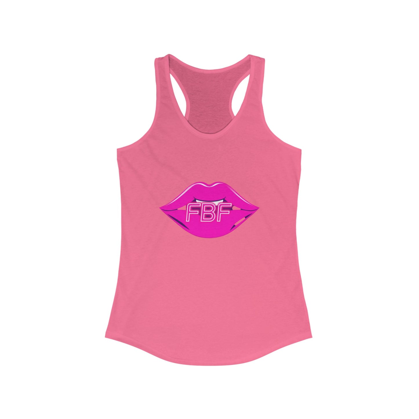 Chic Women’s Racerback Tank with Lip Design, Cute Workout Top, Summer Essential, Trendy Graphic Tee, Gifts for Her, Pool Party Apparel