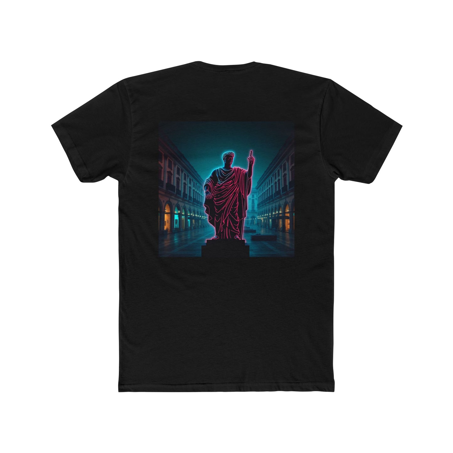 Neon Roman Statue T‑Shirt — Retro Futuristic Vaporwave Tee