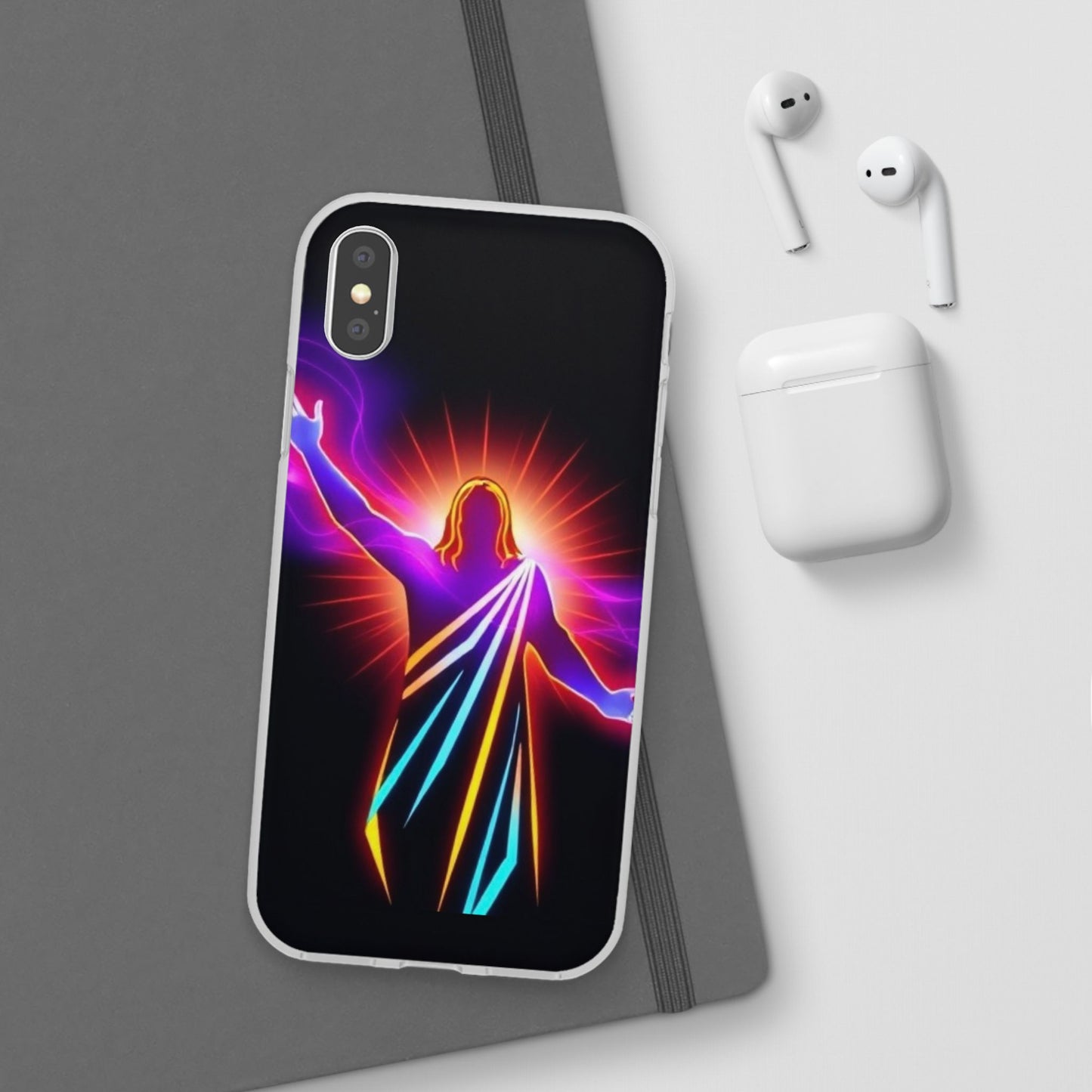 Inspirational Jesus Flexi Case - Colorful Phone Cover for Spiritual Connection