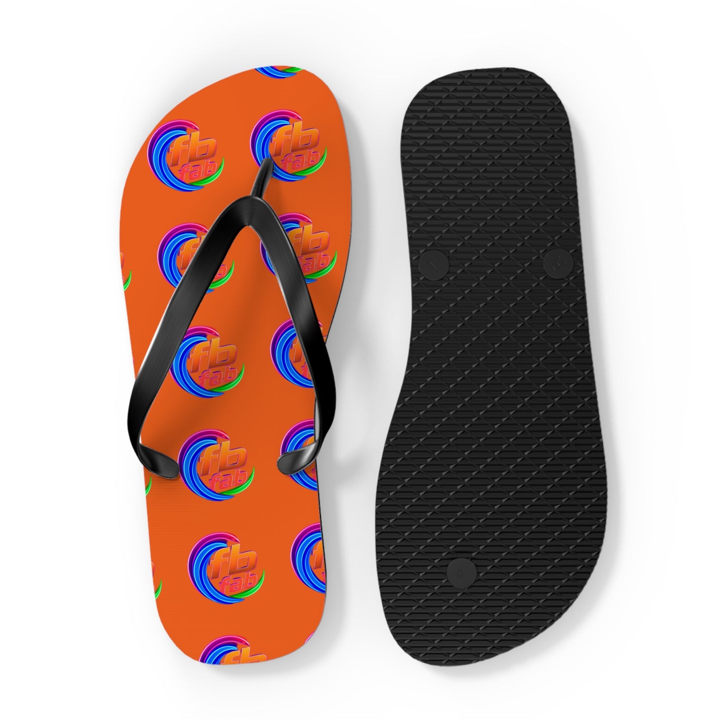 Tropical Abstract Flip Flops — Bright Orange Sunset Beach Sandals