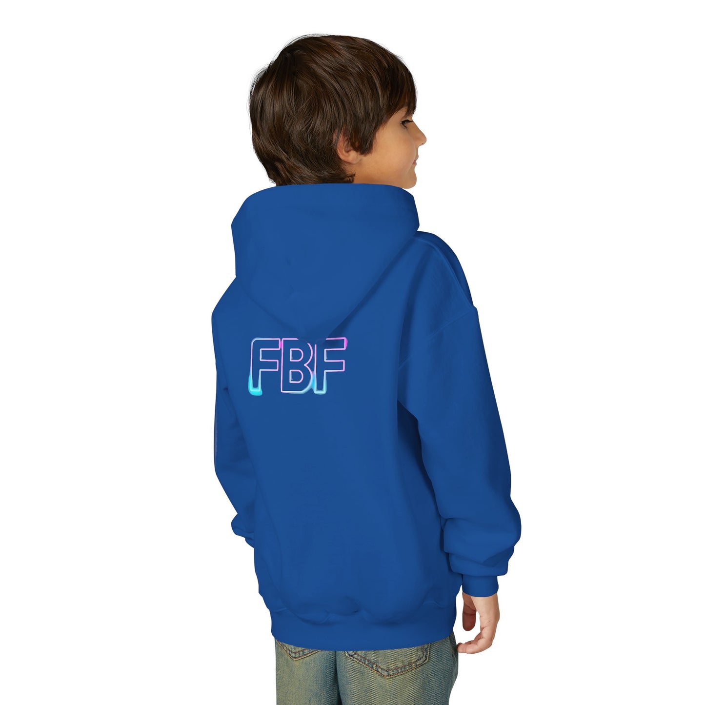 Youth Hoodie with Pastel Soundwave & FBF Back Print – Cute Music Graphic Pullover