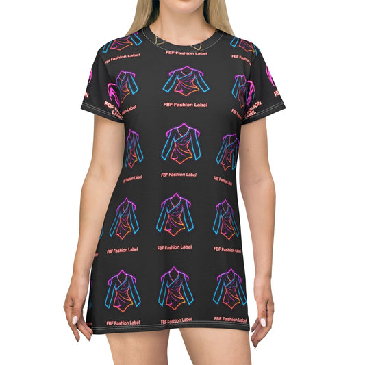 Neon Graphic T-Shirt Dress, Edgy Casual Wear, Summer Day Dress, Unique Fashion Statement, Gift for Trendsetters