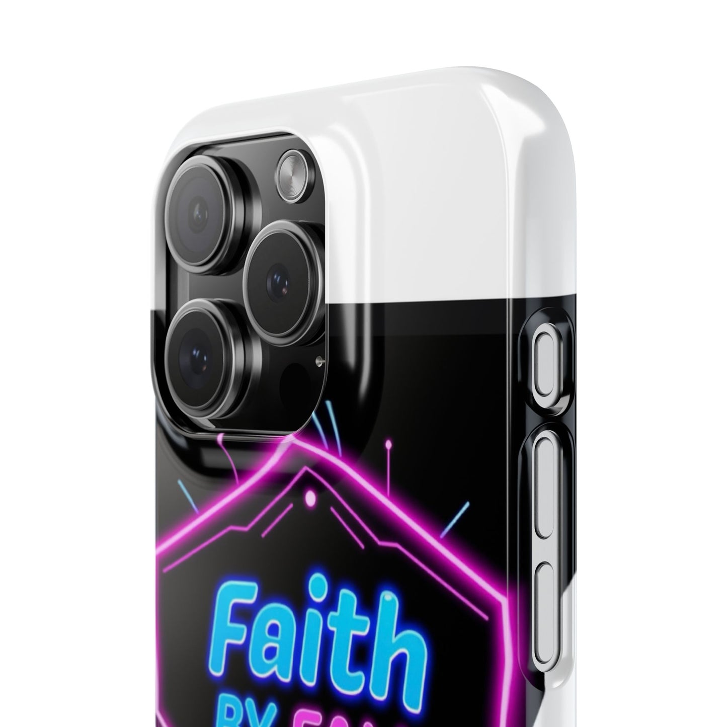 Faith by Fall Slim Phone Case - Neon Design for Tech Enthusiasts