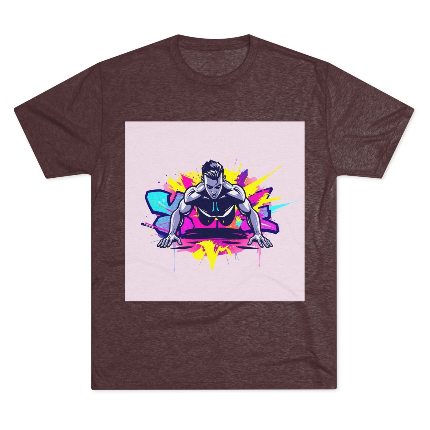 Fitness Motivation Tri-Blend Crew Tee - Vibrant Push-Up Design