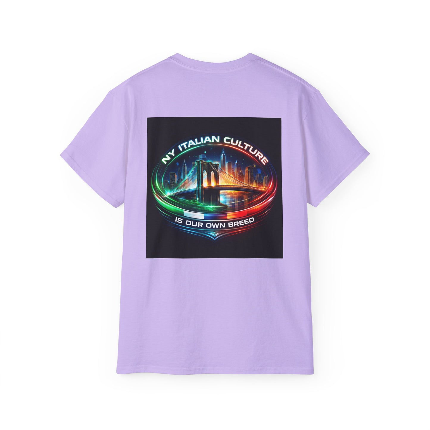NY Italian Culture T‑Shirt — Retro Neon Brooklyn Bridge Graphic