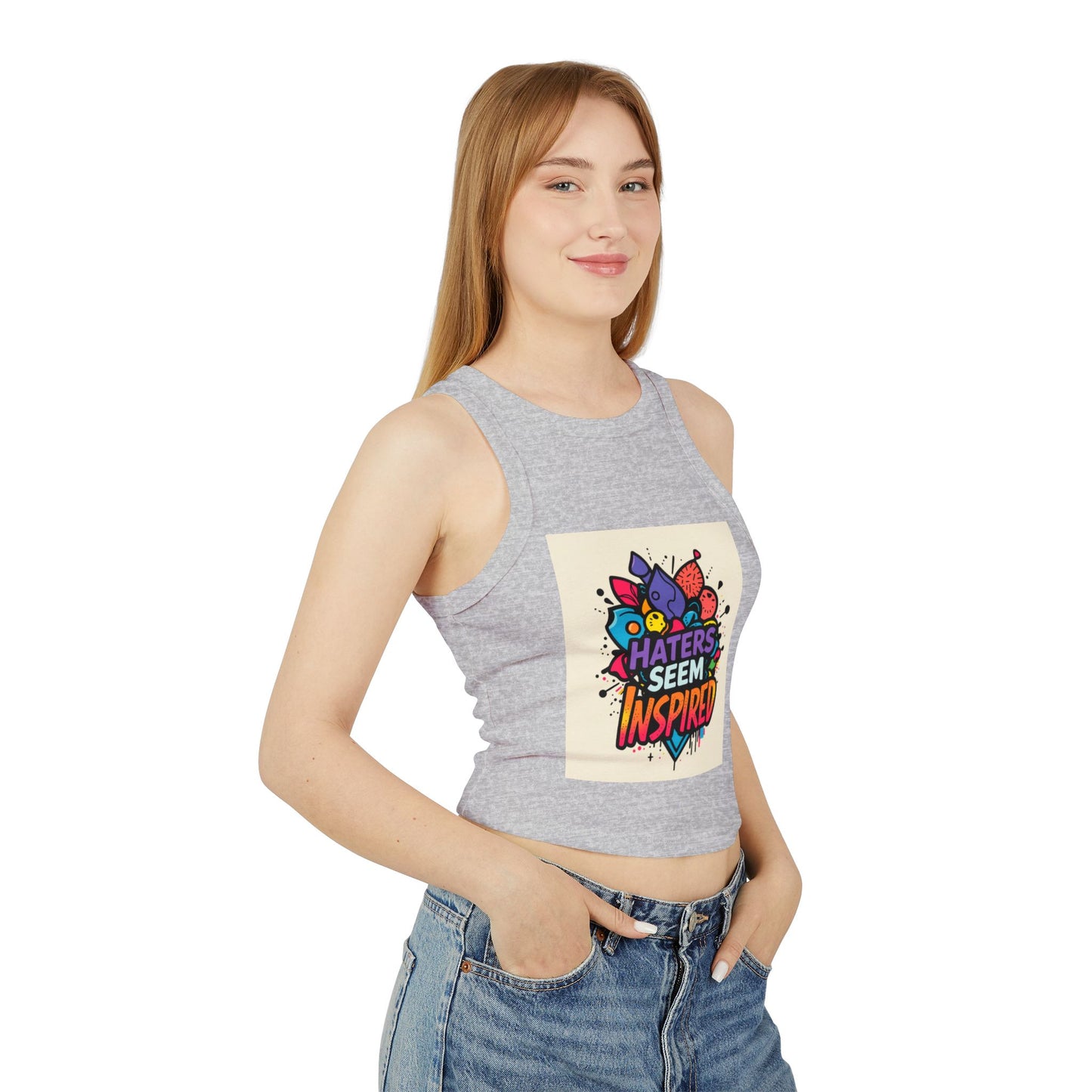 Inspirational Women's Micro Rib Racer Tank Top, Trendy Crop Top, Summer Style, Motivational Apparel, Gift for Her, Workout Gear