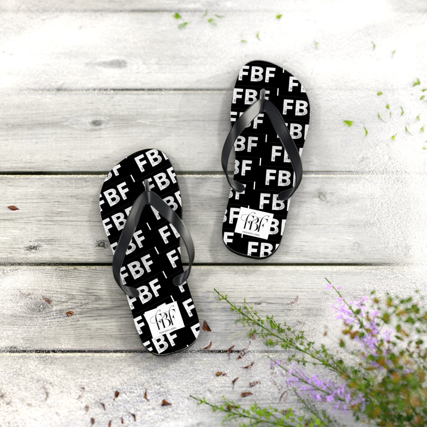 Trendy Flip Flops with FBF Print - Summer Vacation Footwear, Beach Wear, Casual Sandals, Gift for Sun Lovers, Stylish Pool Slides
