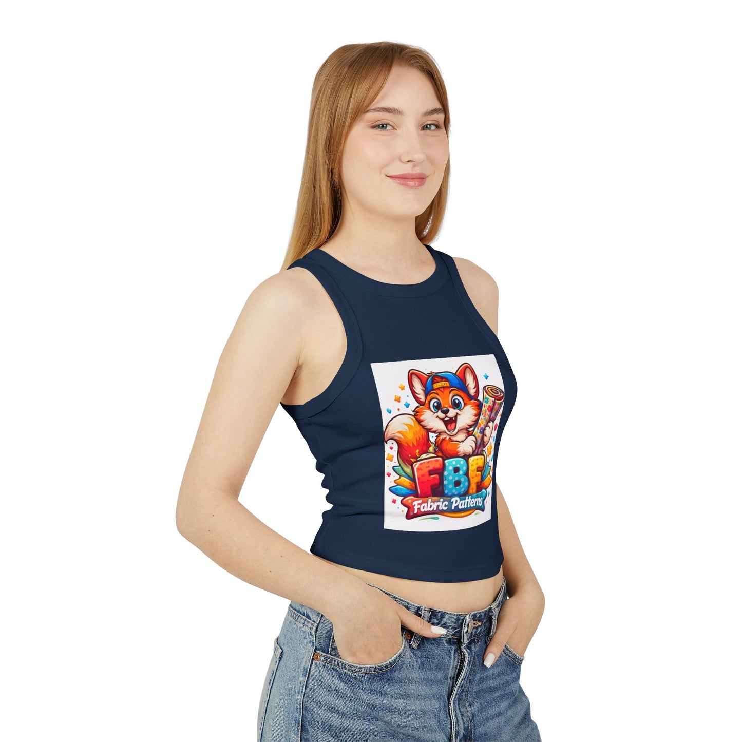Fox Fabric Designer Tank — “Faith By Fall” Cute Cartoon Fox Racerback Tank Top