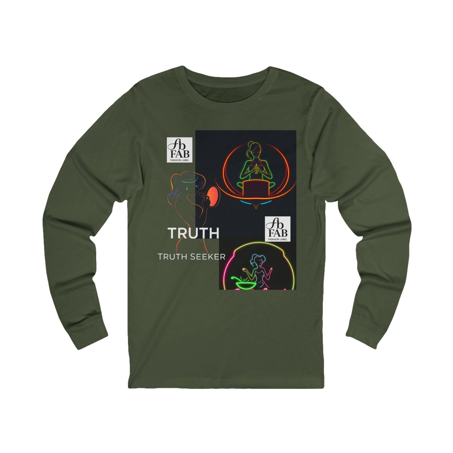 Neon Truth Long Sleeve Tee — Artistic Line-Drawn Figure Shirt