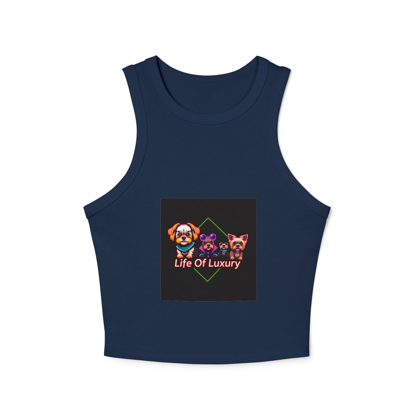 Life Of Luxury Dog-Themed Women's Micro Rib Racer Tank Top, Cute Pet Lover Apparel, Summer Fashion, Gift for Dog Moms, Casual Outfit