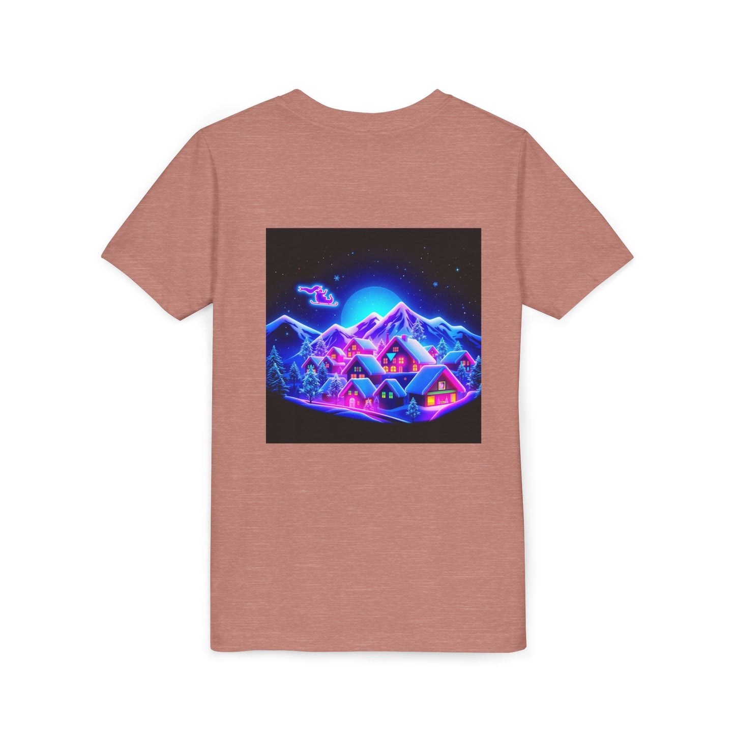 Neon Winter Village Youth Tee — Magical Snowy Night Kids T-Shirt