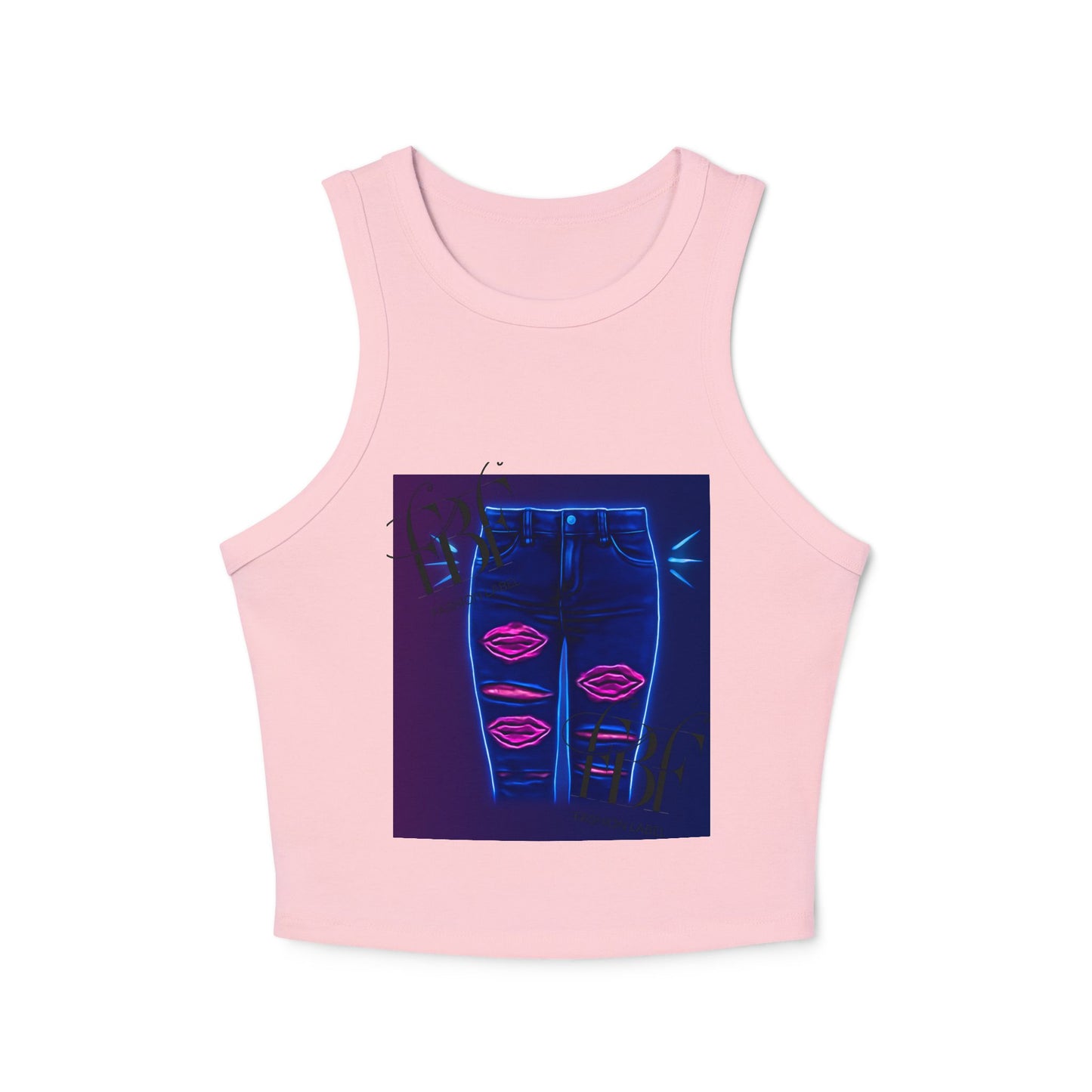 Chic Graphic Racer Tank Top, Casual Wear, Summer Essential, Trendy Apparel, Street Style, Festival Outfit