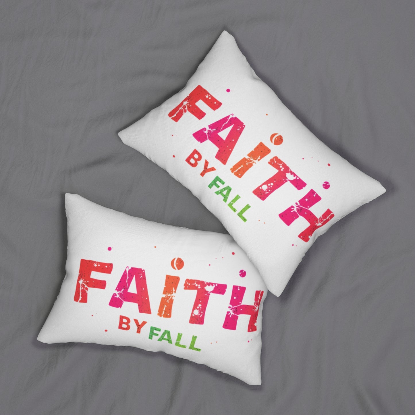 Spun Polyester Lumbar Pillow with 'Faith by Fall' Design, Cozy Home Decor, Inspirational Gift, Autumn Accent, Prayer Room Decoration