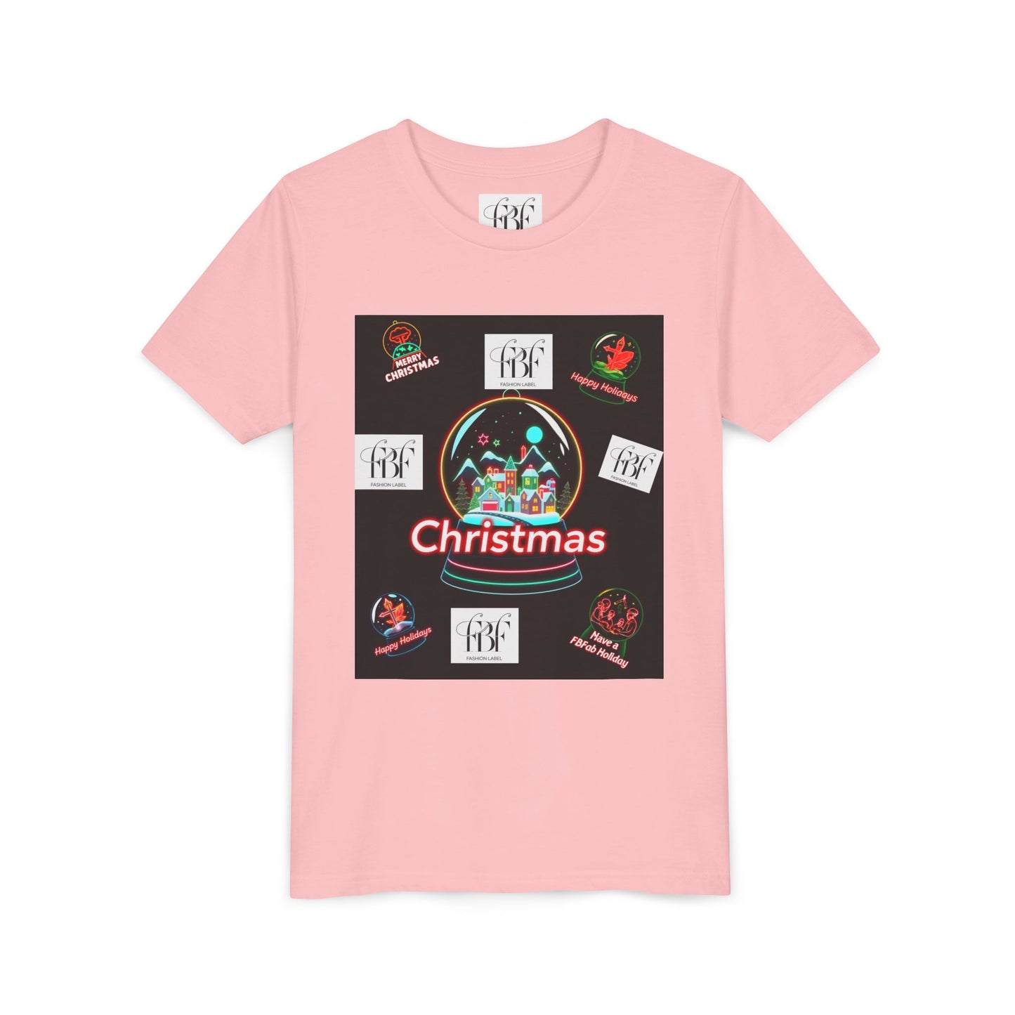 Youth Christmas Short Sleeve Tee, Holiday Tee, Xmas Gift for Kids, Fun Tee for Celebrations, Winter Festive Shirt