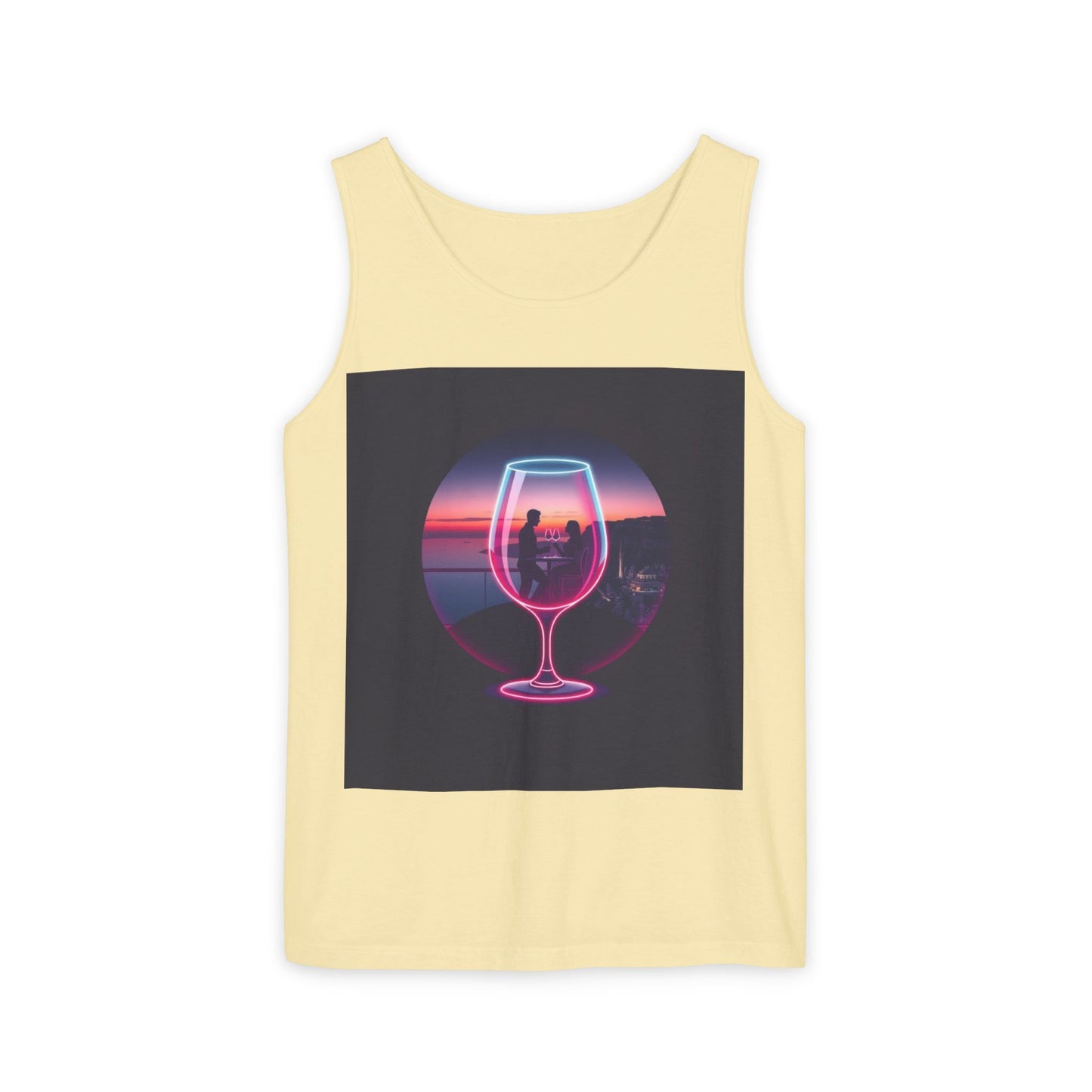 Sunset Vibes Tank Top, Casual Summer Wear, Beach Apparel, Wine Lover Gift, Travel Fashion