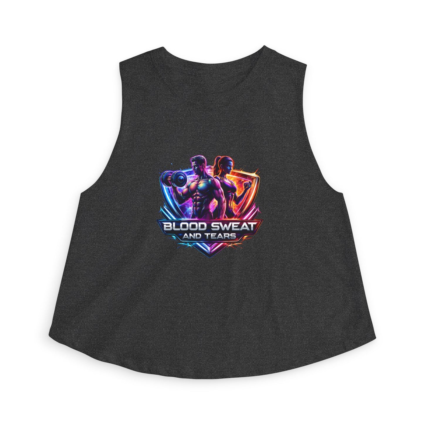 Crop Top — "Blood Sweat and Tears" Fitness Graphic Tank for Women