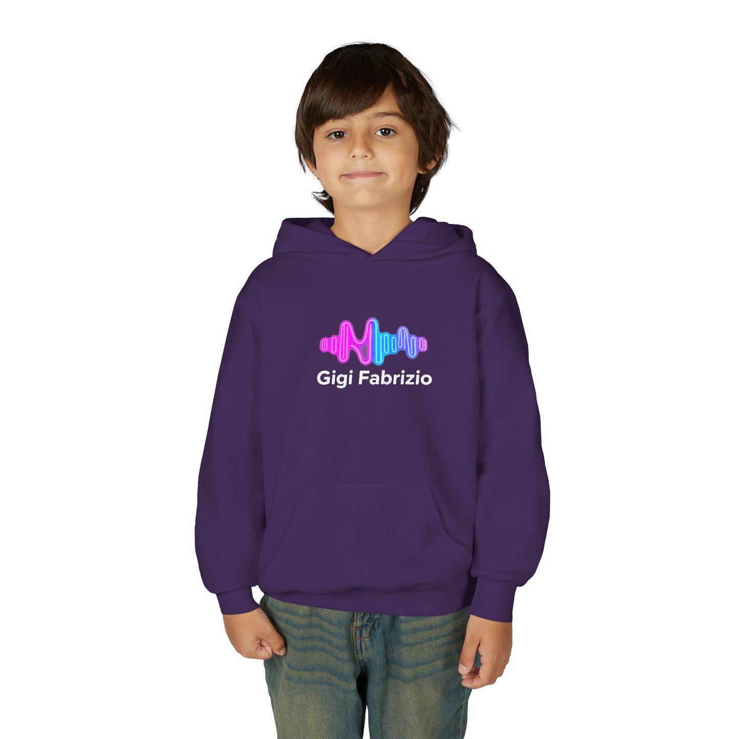 Youth Hoodie with Pastel Soundwave & FBF Back Print – Cute Music Graphic Pullover