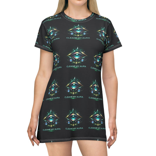 Mystic Eye T-Shirt Dress — "Cleanse My Aura" All-Over Print