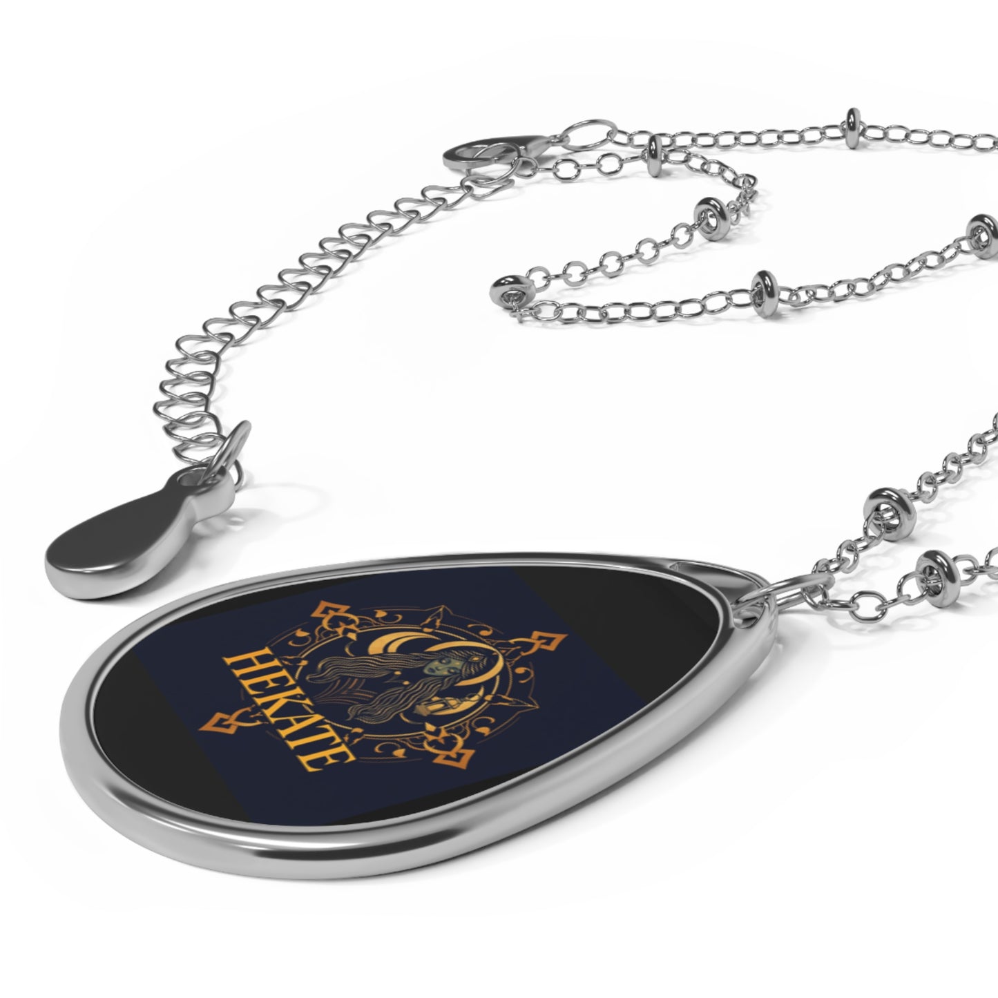 Mystical Hekate Oval Necklace, Pagan Jewelry, Spiritual Gift, Astrology Charm, Witchcraft Accessory, Occult Pendant