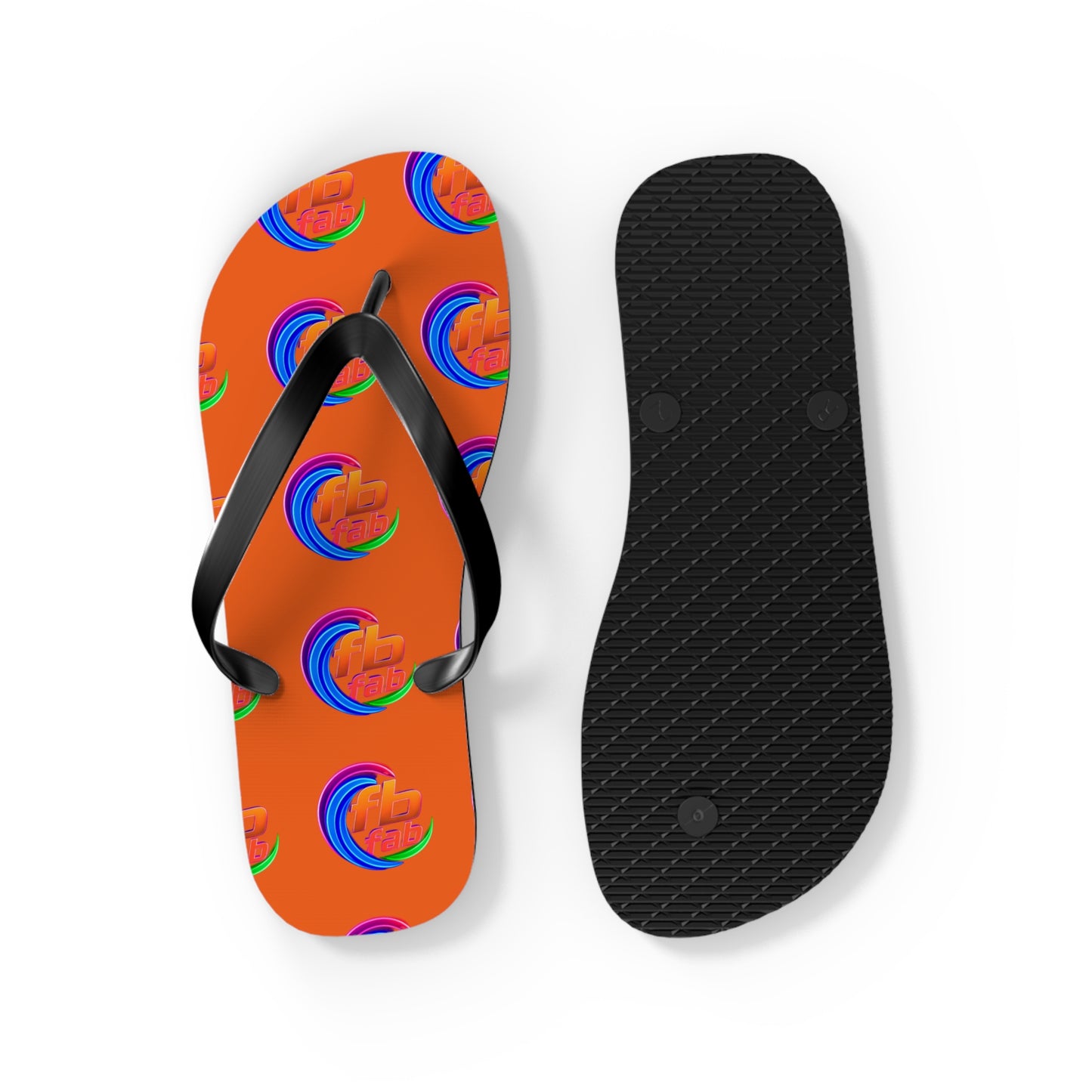 Tropical Abstract Flip Flops — Bright Orange Sunset Beach Sandals