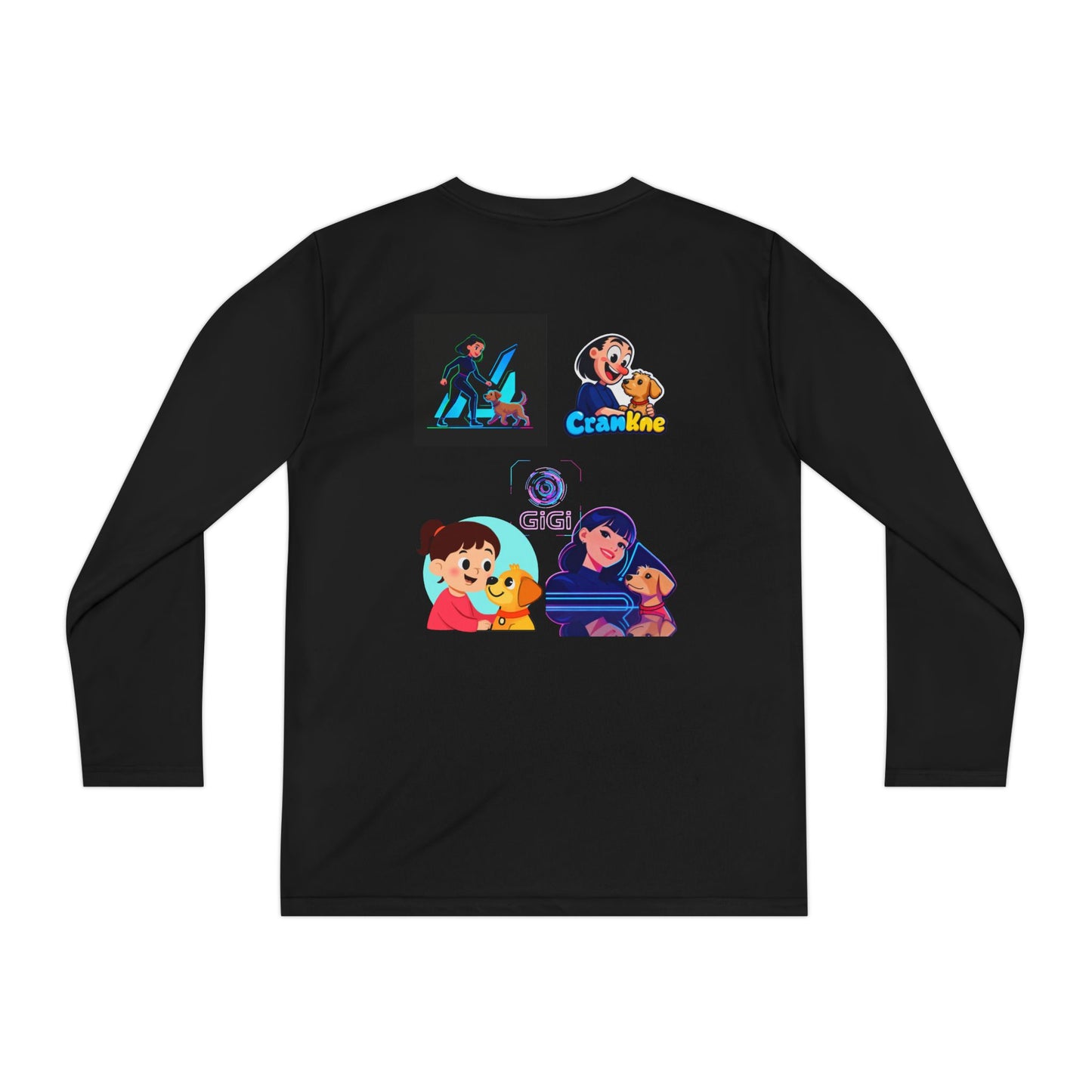 Youth Long Sleeve Tee — Girl Hugging Dog Graphic