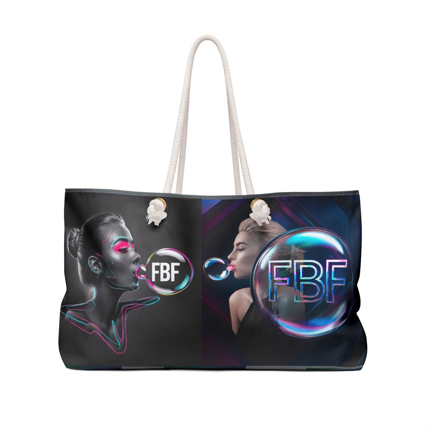 Weekender Bag - Neon Bubble 'FBF' Travel Tote for Stylish Getaways