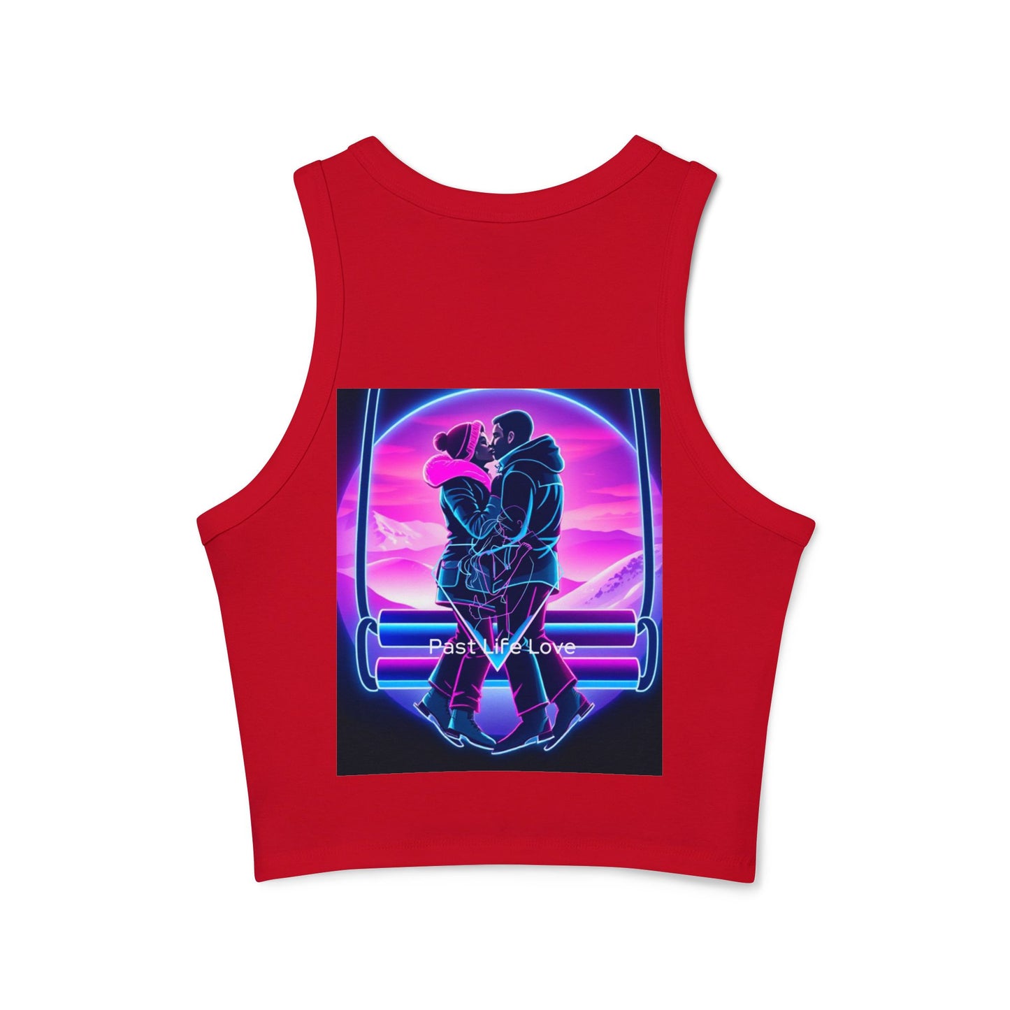 Love Neon Couple Racer Tank Top — Retro Vaporwave Valentine Crop