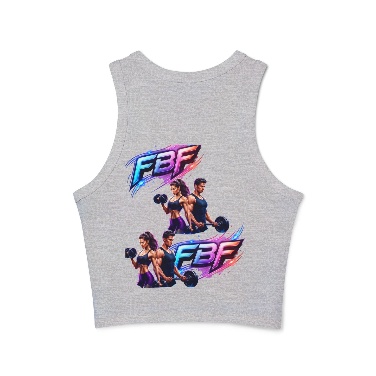 Fitness Racer Tank Top — 'FBF' Weightlifting Graphic Women's Micro Rib Tank