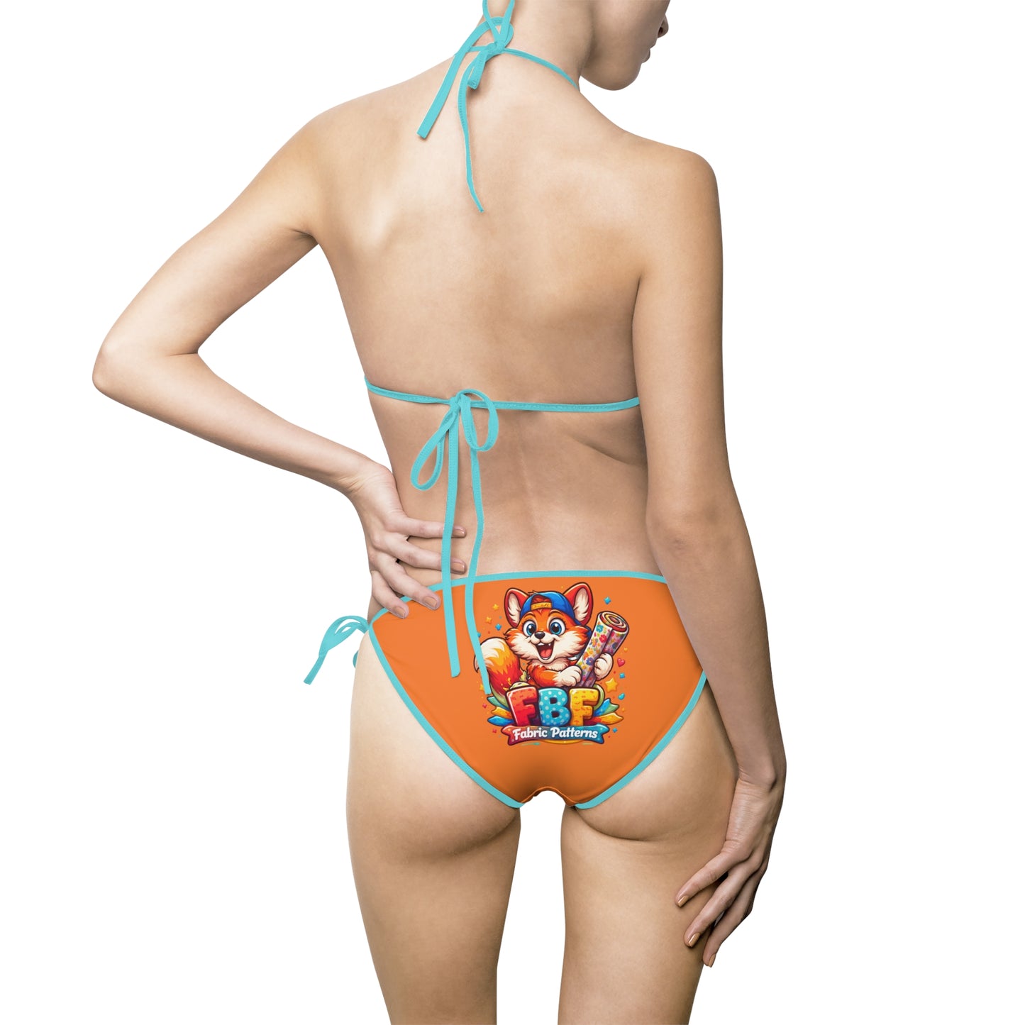 Retro Cartoon Chipmunk Orange Tie-Side Bikini