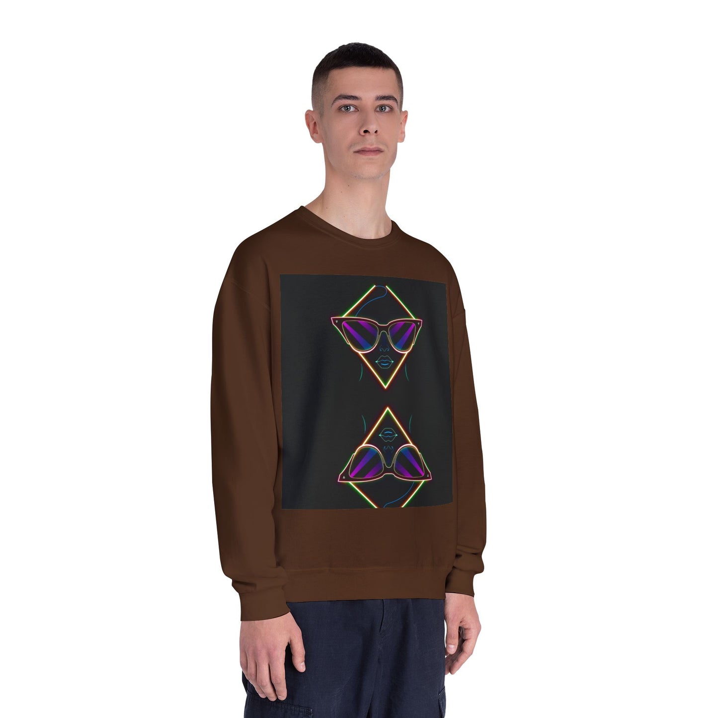 Retro Vibes Crewneck Sweatshirt with Sunglasses Design