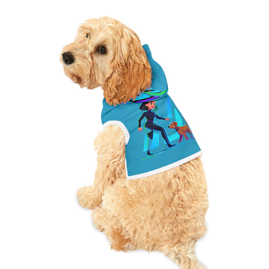 Blue 'Dog Trainer' Pet Hoodie - Cute Dog Walking Graphic Hoodie for Small Dogs & Cats