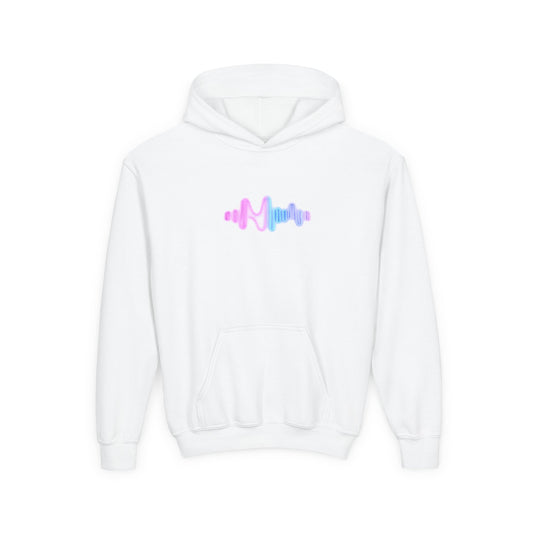 Youth Hoodie with Pastel Soundwave & FBF Back Print – Cute Music Graphic Pullover