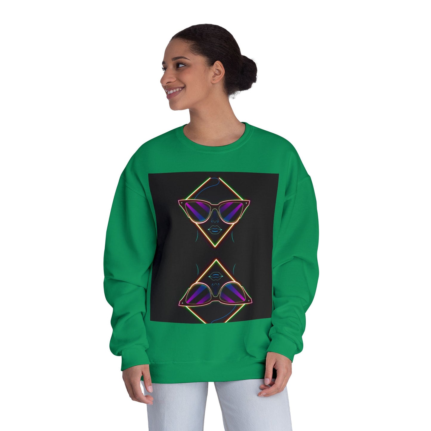 Retro Vibes Crewneck Sweatshirt with Sunglasses Design