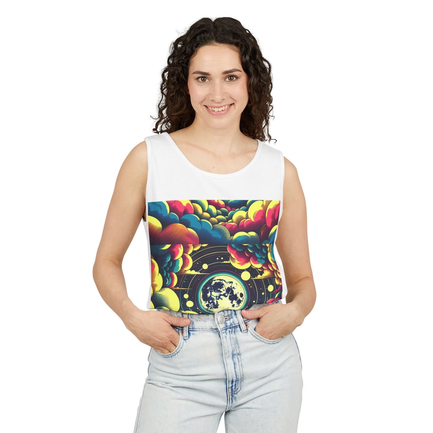 Vibrant Art Tank Top, Colorful Summer Tee, Graphic Beachwear, Boho Casual Top, Unique Gift for Art Lovers, Festival Attire