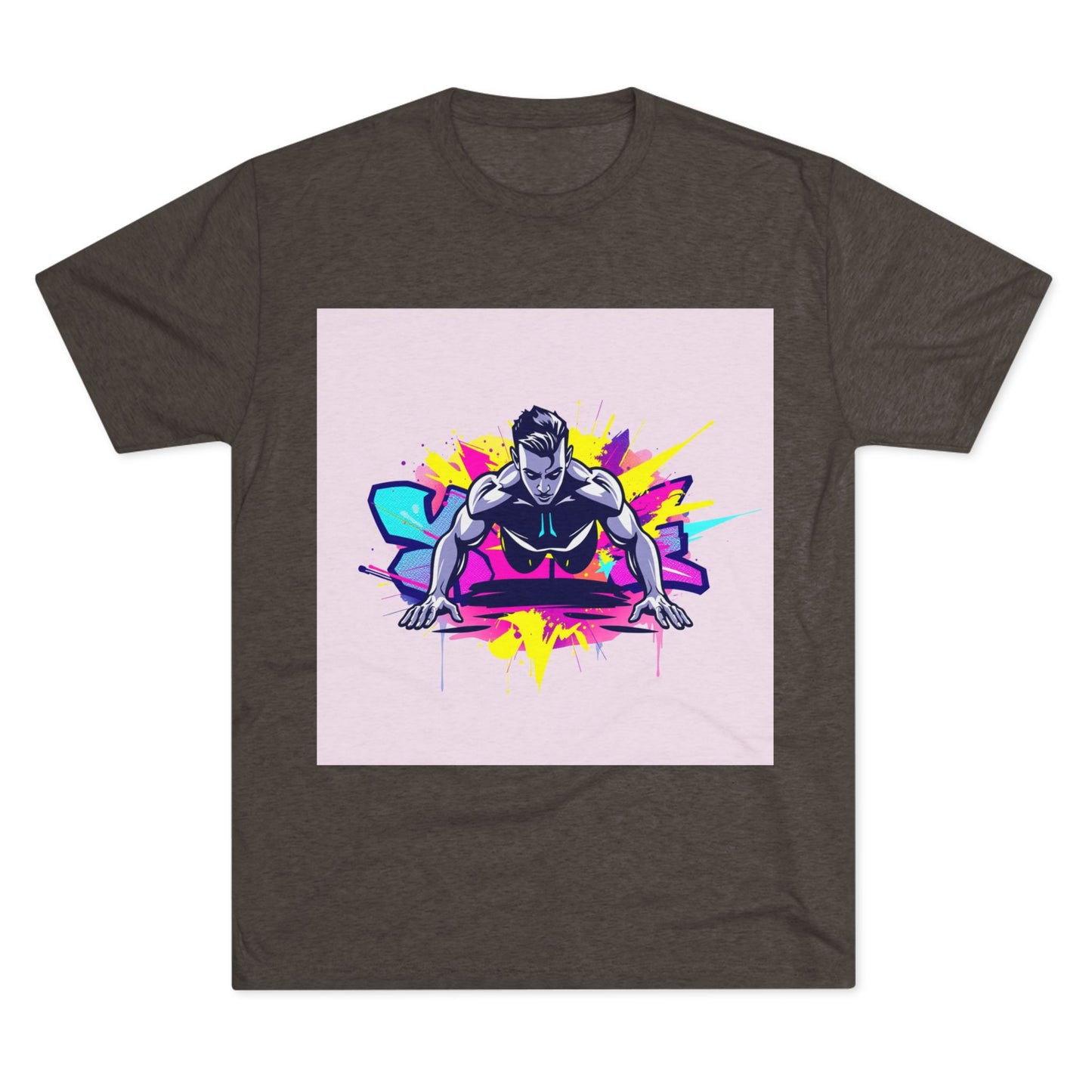Fitness Motivation Tri-Blend Crew Tee - Vibrant Push-Up Design