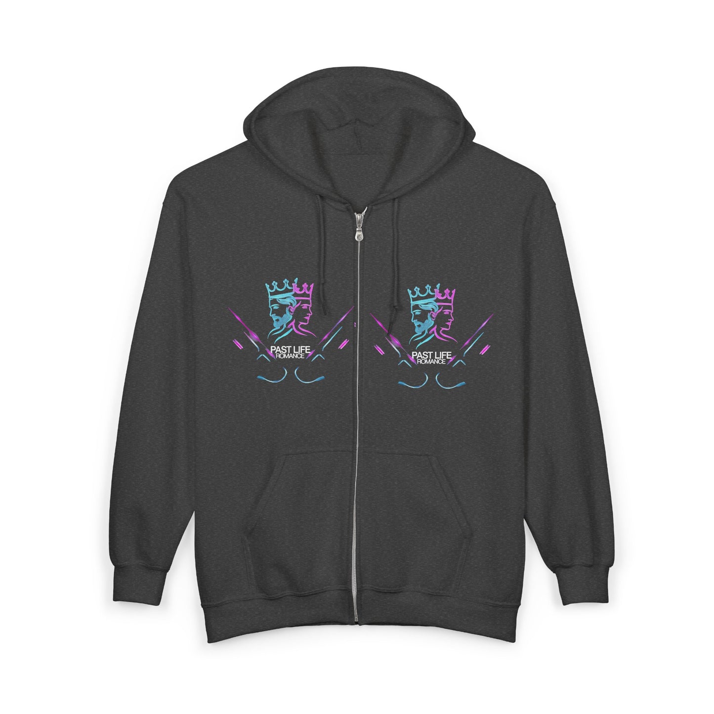Retro Cyberpunk Zip Hoodie – Neon King Crest & PBF Logo