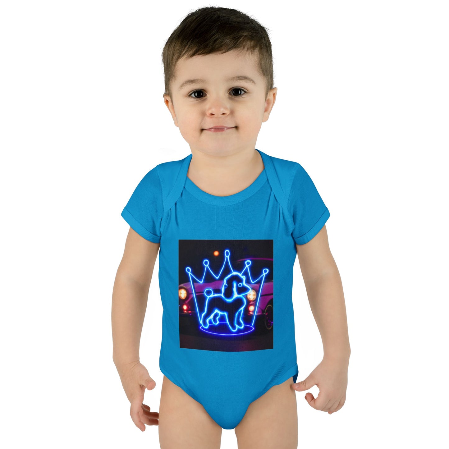 Neon Dog Crown Baby Bodysuit, Cute Infant Outfit, Baby Shower Gift, Newborn Clothes, Pet Lover Apparel, Birthday Gift for Baby