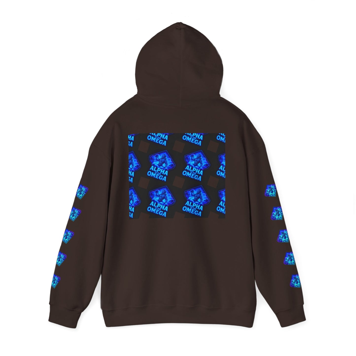 Alpha is the Omega Graphic Hoodie — Blue Retro Logo Pullover