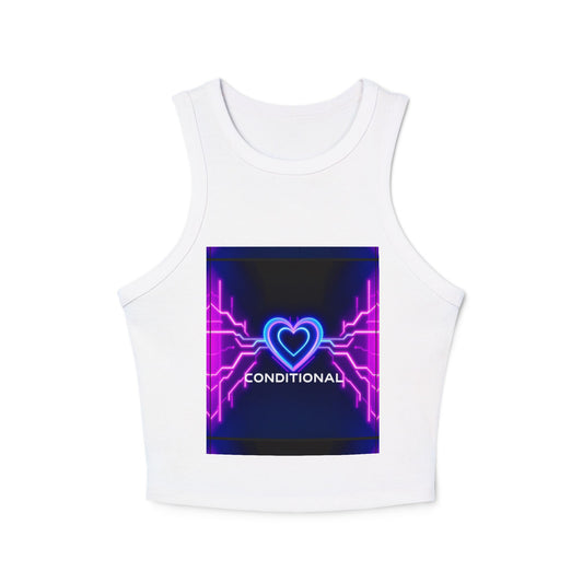 Neon Heart Racerback Tank Top, Trendy Crop Top, Party Attire, Summer Essential, Festival Wear, Gift for Her