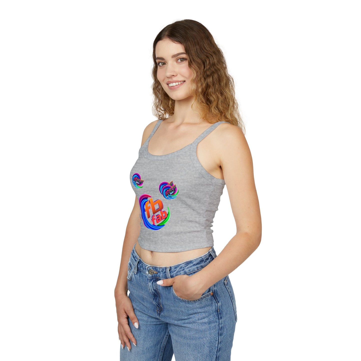 Women's Crop Tank Top — Colorful 'fb fab' Retro Swirl Graphic