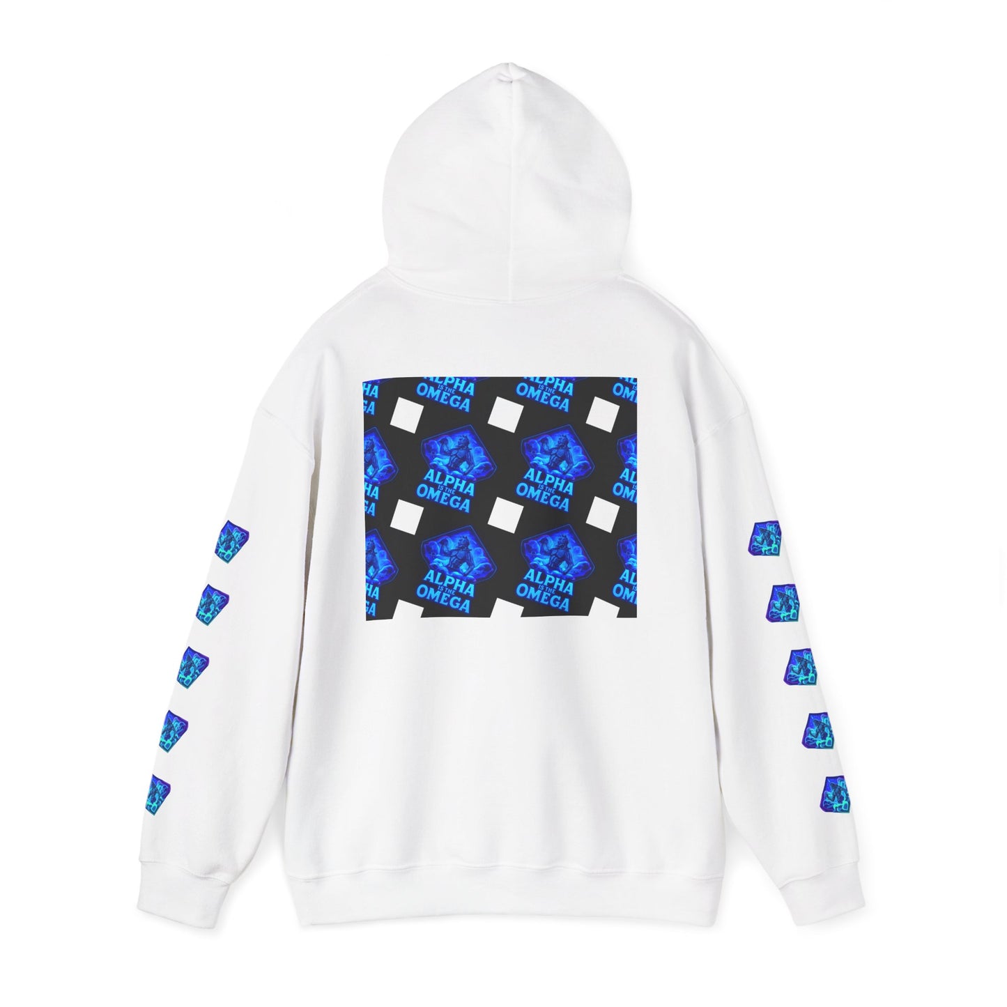 Alpha is the Omega Graphic Hoodie — Blue Retro Logo Pullover