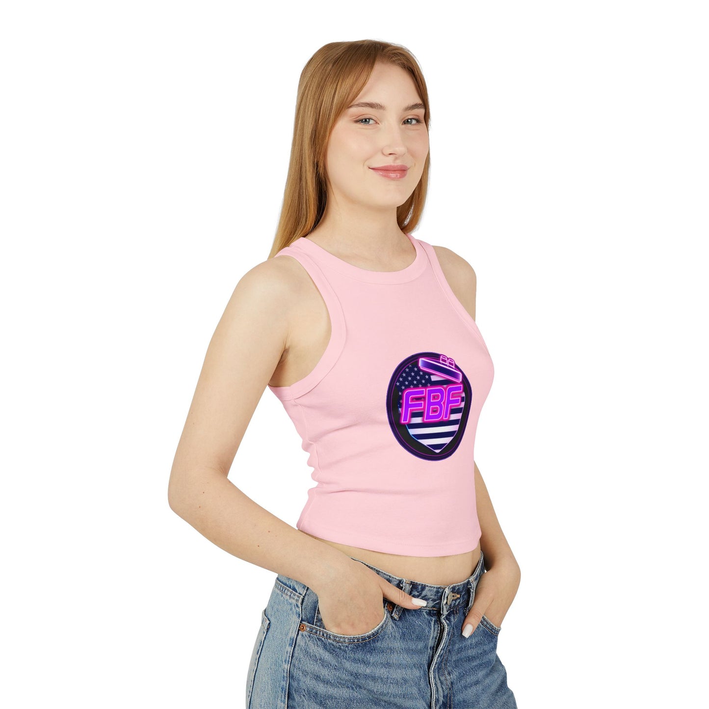 FBF Women's Micro Rib Racer Tank Top, Summer Top, Athletic Wear, Casual Outfit, Gift for Her, Workout Apparel