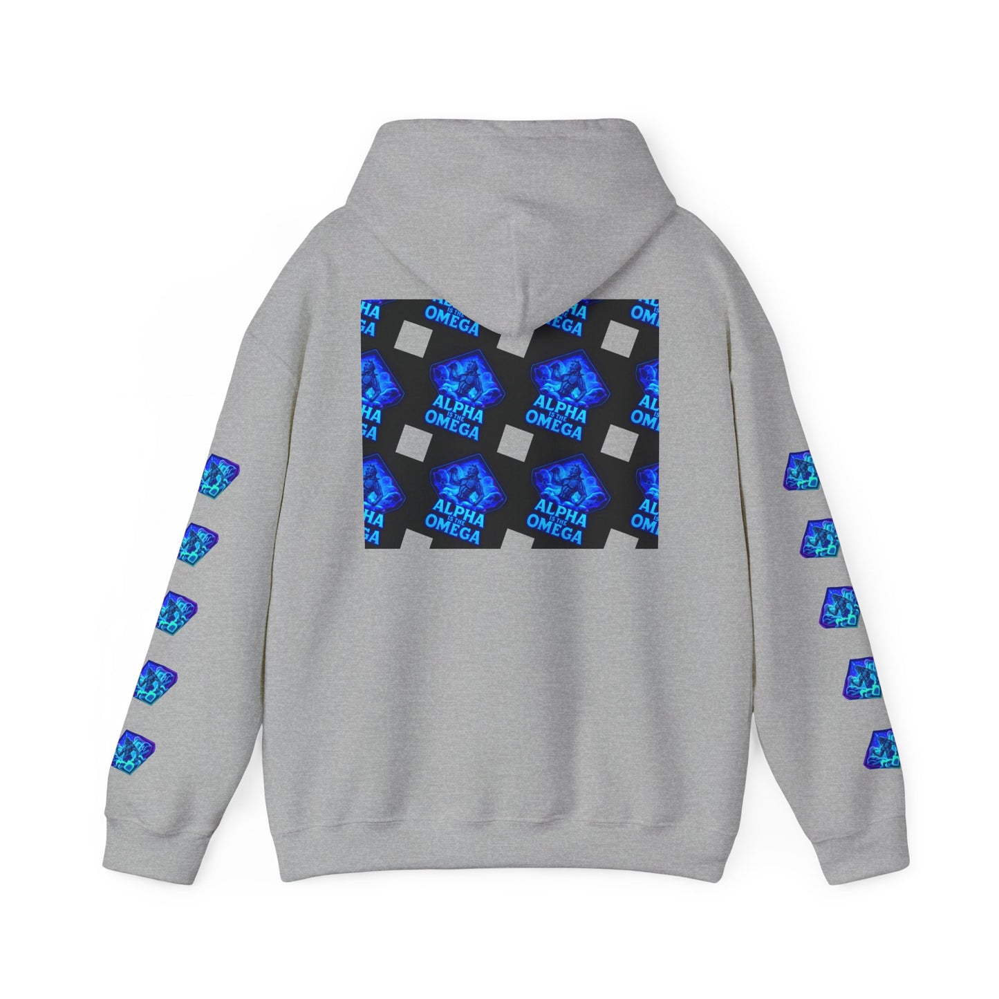 Alpha is the Omega Graphic Hoodie — Blue Retro Logo Pullover