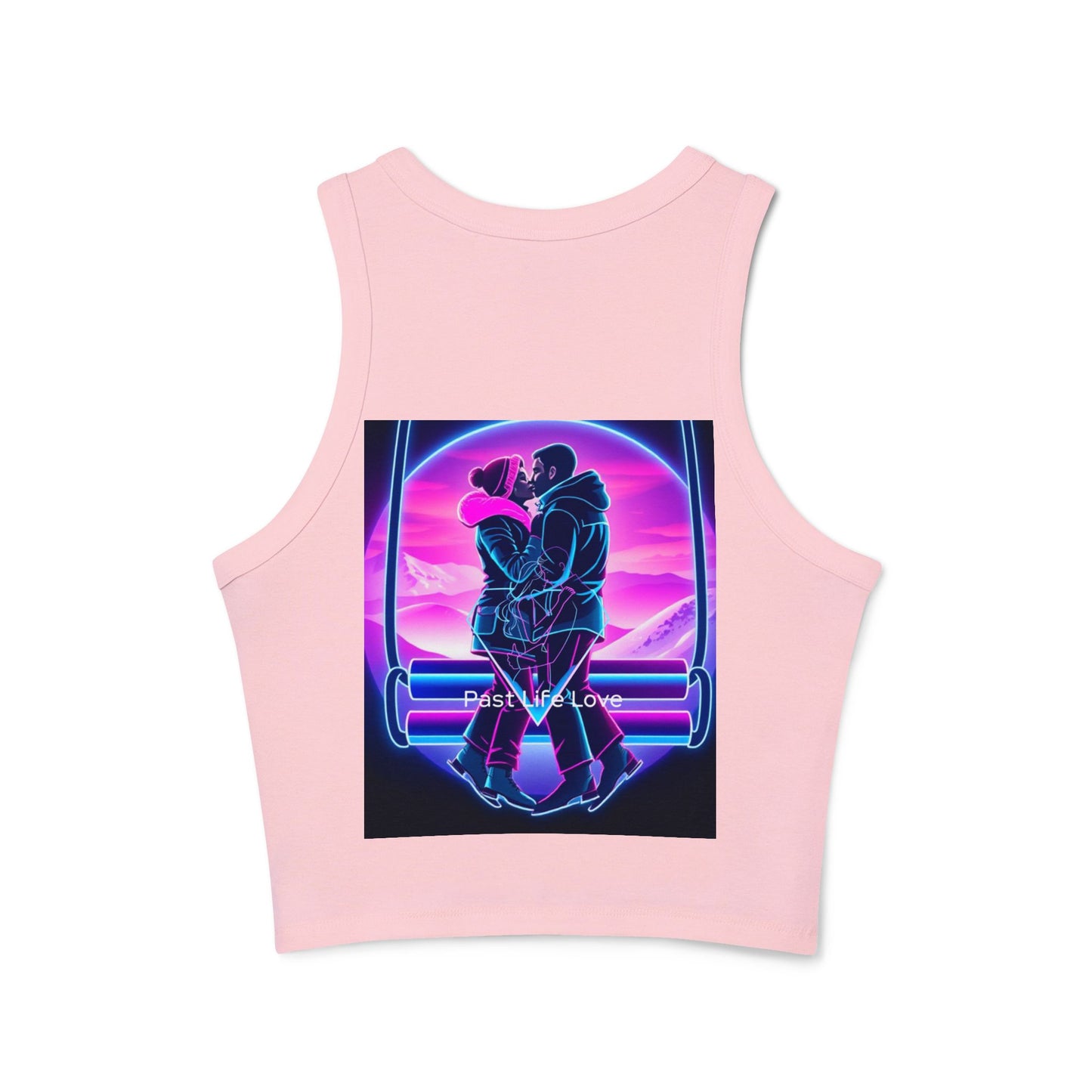 Love Neon Couple Racer Tank Top — Retro Vaporwave Valentine Crop